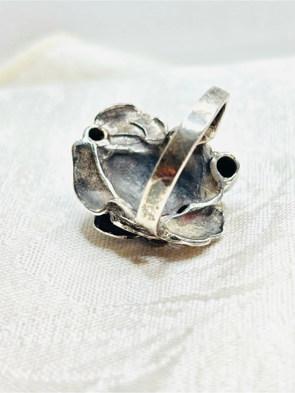 Vintage Sterling Silver Lapis Lazuli Rose Ring Size 5.5